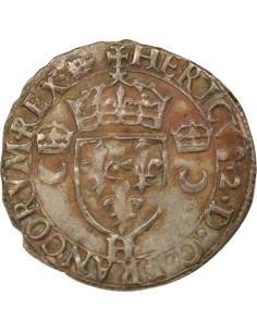 Henri II Aux Croissants 1 douzain Billon 1555 H La Rochelle 2
