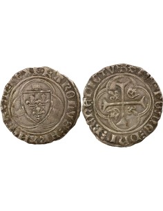 Charles VII A la Couronne 1 blanc à la couronne Billon 1436-1447 S Troyes