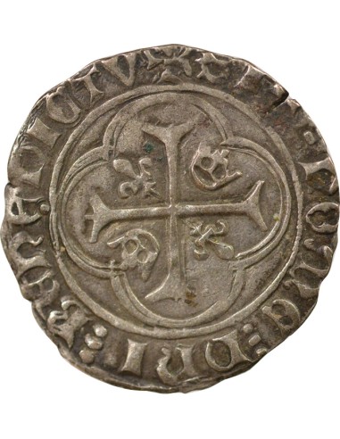 Charles VII A la Couronne 1 blanc à la couronne Billon 1436-1447 S Troyes