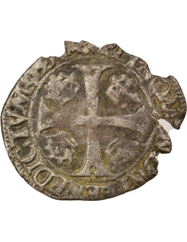 Charles X Cardinal de Bourbon Aux Deux C 1 douzain Billon 1593-1595 P Dijon