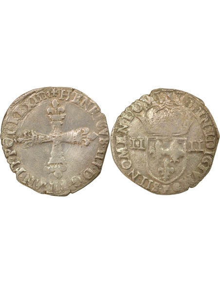Henri III 1/4 ecu Argent 1584 F Angers