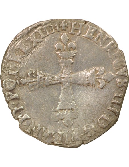 Henri III 1/4 ecu Argent 1584 F Angers