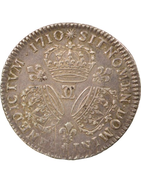 Louis XIV Aux Trois Couronnes 1/4 ecu Argent 1710 Besançon