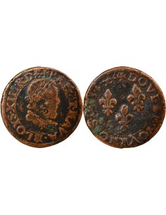Louis XIII Grand Buste 1 double tournois Cuivre 1613 & Aix-en-Provence
