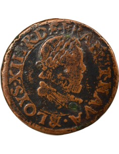 Louis XIII Grand Buste 1 double tournois Cuivre 1613 & Aix-en-Provence 2