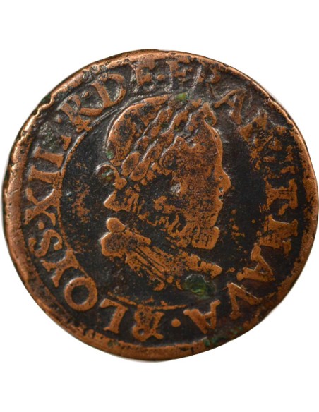 Louis XIII Grand Buste 1 double tournois Cuivre 1613 & Aix-en-Provence