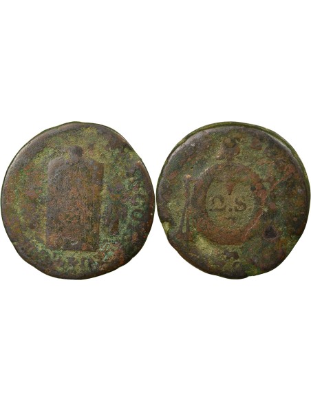 Louis XVI A la Balance 2 sols Cuivre 1793 Pau