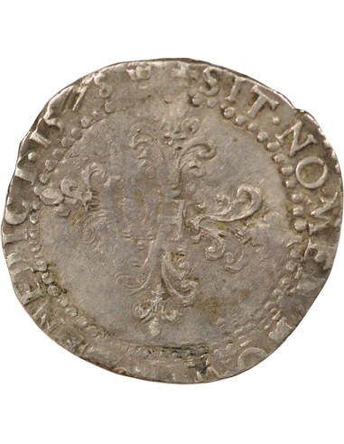 Henri III Au Col Plat 1/2 franc Argent 1578 I Limoges
