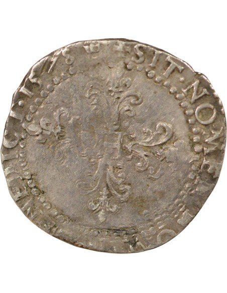 Henri III Au Col Plat 1/2 franc Argent 1578 I Limoges