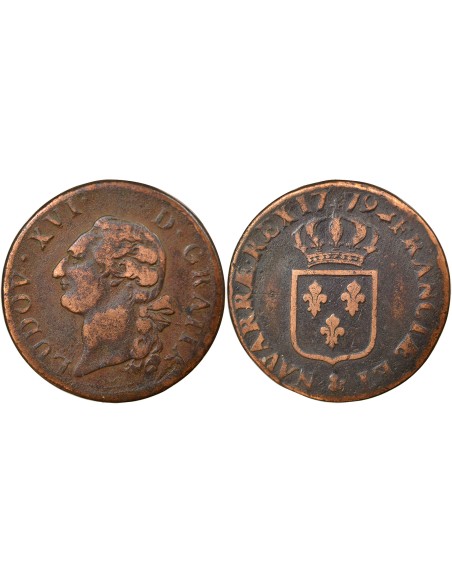 Louis XVI A l'Ecu 1 sol Cuivre 1779 & Aix-en-Provence