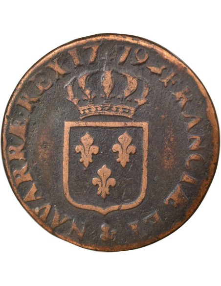 Louis XVI A l'Ecu 1 sol Cuivre 1779 & Aix-en-Provence