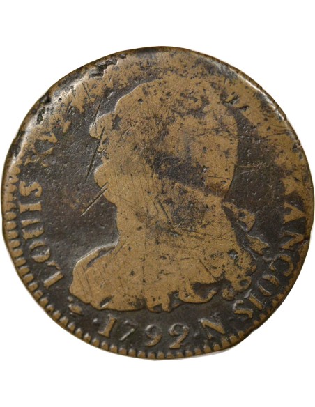 Louis XVI au Faisceau 2 sols Cuivre 1792 N Montpellier