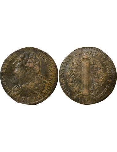Louis XVI Au Faisceau 2 sols Cuivre 1791 A - Paris