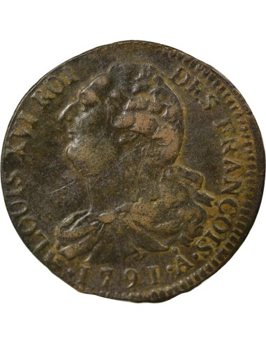 Louis XVI Au Faisceau 2 sols Cuivre 1791 A - Paris