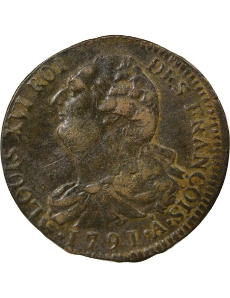 Louis XVI Au Faisceau 2 sols Cuivre 1791 A - Paris