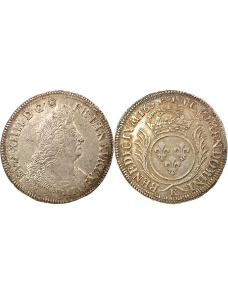 Louis XIV Aux Palmes 1/2 ecu Argent 1694 K Bordeaux