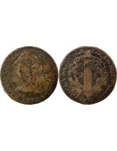 Louis XVI au Faisceau 2 sols Cuivre 1792 A - Paris