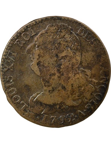 Louis XVI au Faisceau 2 sols Cuivre 1792 A - Paris