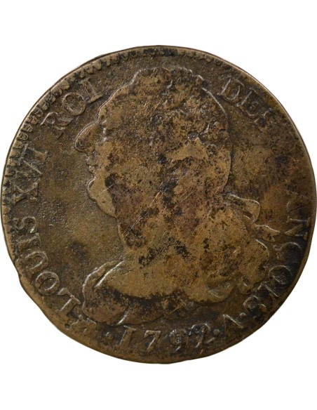 Louis XVI au Faisceau 2 sols Cuivre 1792 A - Paris