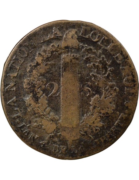 Louis XVI au Faisceau 2 sols Cuivre 1792 A - Paris