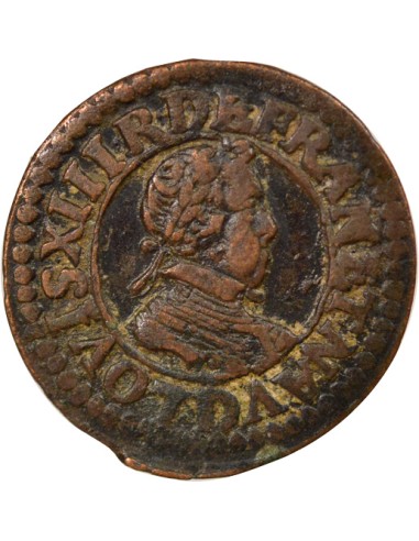 Louis XIII Type 4 1 double tournois Cuivre 1618 D Lyon