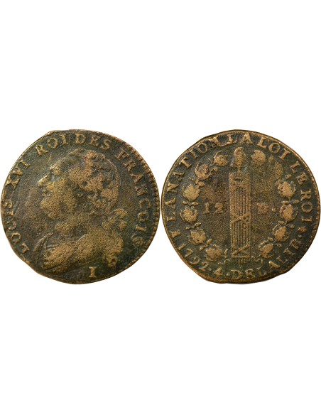 Louis XVI Au Faisceau 12 denier Cuivre 1792 I Limoges