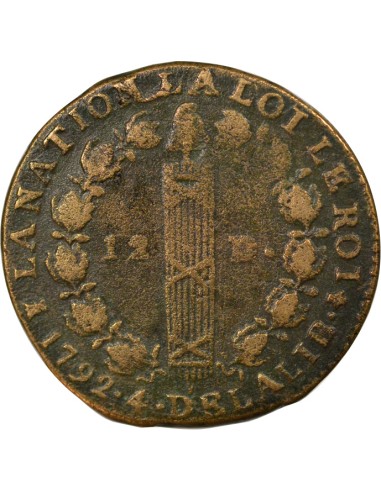 Louis XVI Au Faisceau 12 denier Cuivre 1792 I Limoges