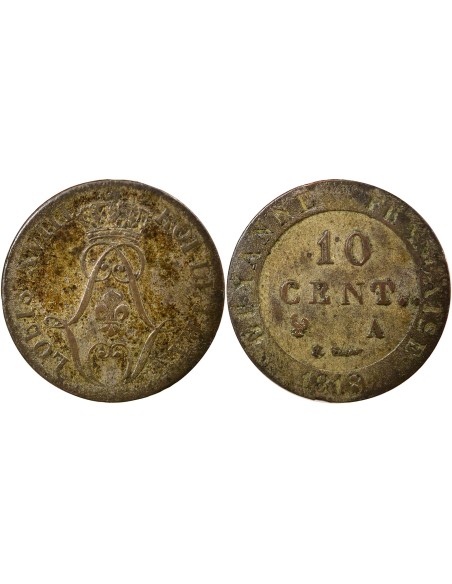 Guyane Française Louis XVIII 10 cents Billon 1818 A - Paris