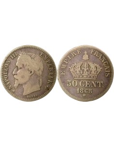 Napoléon III Tête Laurée 50 centimes Argent 1869 BB Strasbourg