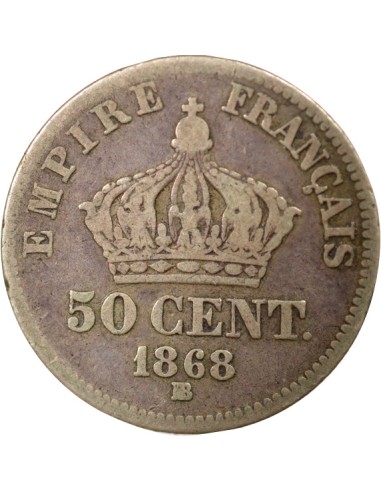 Napoléon III Tête Laurée 50 centimes Argent 1869 BB Strasbourg