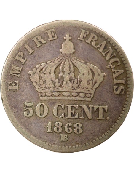 Napoléon III Tête Laurée 50 centimes Argent 1869 BB Strasbourg