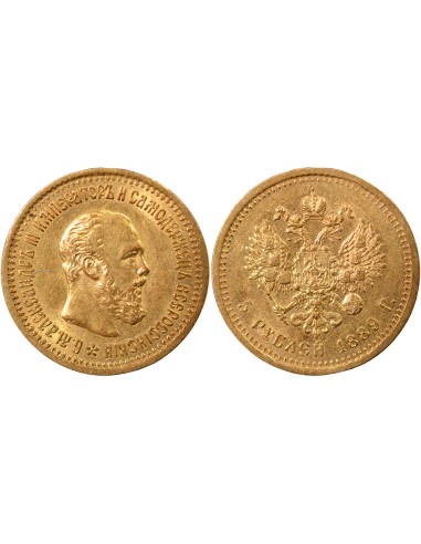Russie Tsar Alexandre III 5 rouble Or 1889 Saint-Petersbourg