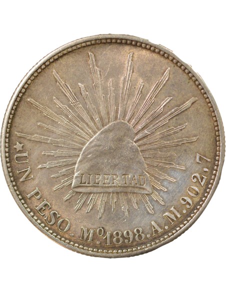 Mexique Refrappe de 1949 1 peso Billon 1898 (1949)  -