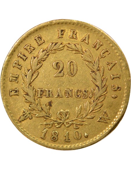 Roi d'Italie Empire 20 francs Or 1810 W Lille