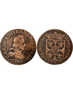 Charles I Gonzague Buste Large 1 liard Cuivre 1613 Charleville
