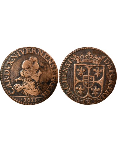 Charles I Gonzague Buste Large 1 liard Cuivre 1613 Charleville