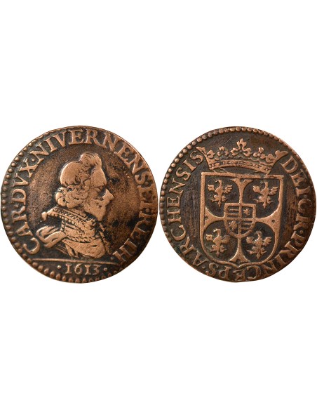 Charles I Gonzague Buste Large 1 liard Cuivre 1613 Charleville