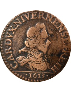 Charles I Gonzague Buste Large 1 liard Cuivre 1613 Charleville 2