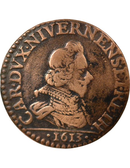 Charles I Gonzague Buste Large 1 liard Cuivre 1613 Charleville