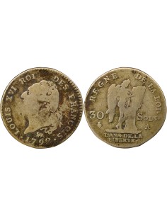 Louis XVI Au Génie 30 sols Argent 1792 A - Paris