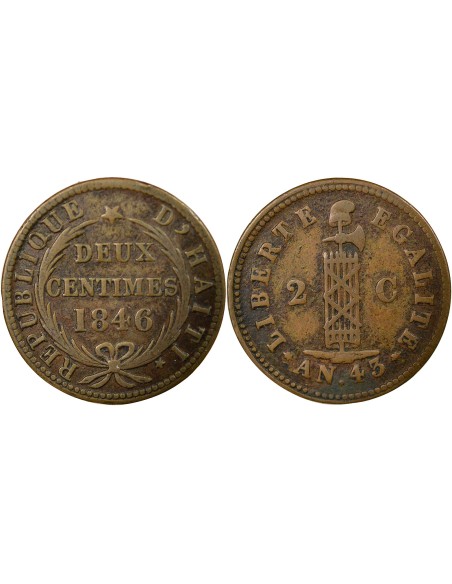 Haïti 2 centimes Cuivre 1846