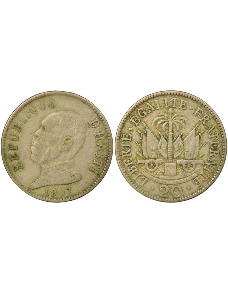 Haïti Pierre Nord-Alexis 20 centimes Cupronickel 1907 Waterbury