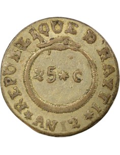 Haïti 25 centimes Argent 1815 2