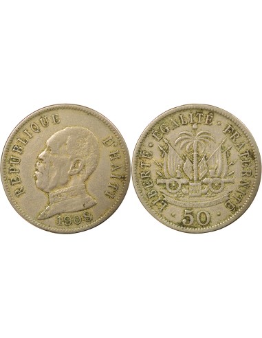 Haïti Pierre Nord-Alexis 50 centimes Cupronickel 1908 Waterbury