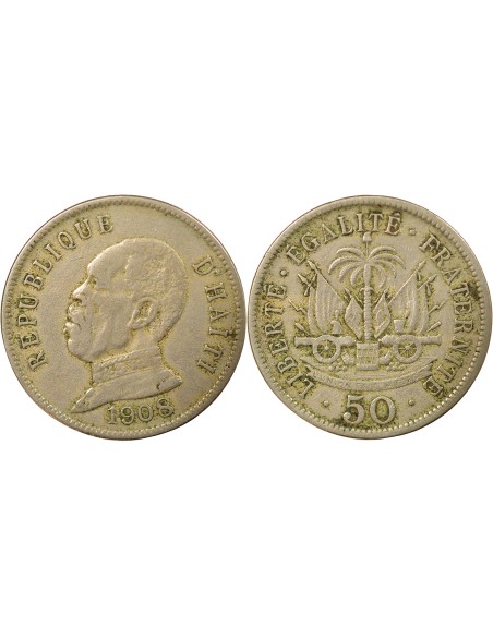 Haïti Pierre Nord-Alexis 50 centimes Cupronickel 1908 Waterbury