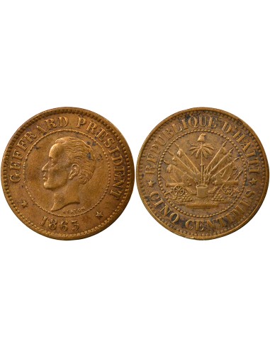 Haïti Fabre Geffrard 5 centimes Bronze 1863 H Heaton