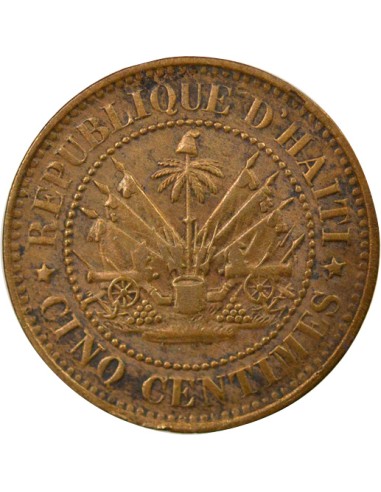 Haïti Fabre Geffrard 5 centimes Bronze 1863 H Heaton