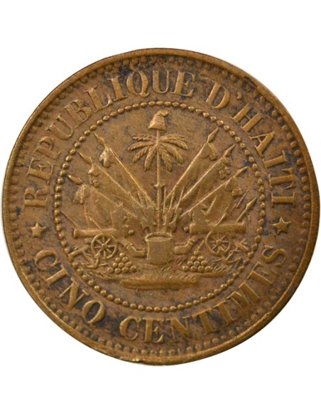 Haïti Fabre Geffrard 5 centimes Bronze 1863 H Heaton