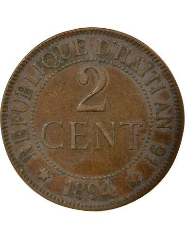 Haïti Fabre Geffrard 2 centimes Bronze 1894 A - Paris