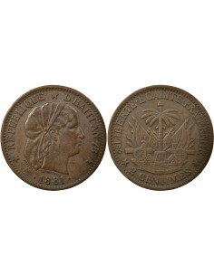 Haïti Fabre Geffrard 2 centimes Bronze 1881 A Paris